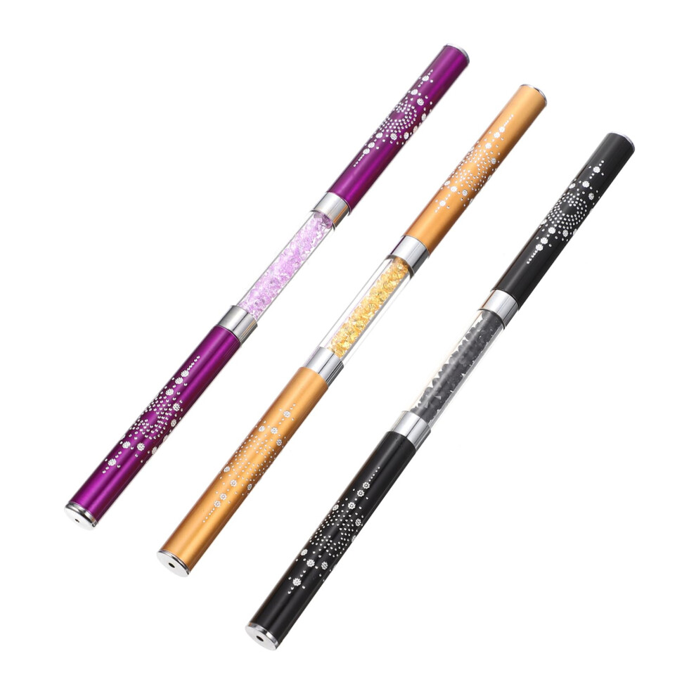 Nail Art Brushes and DoubleEnded Pens Set 3pcs with Rhinestones for Precise DIY Manicure