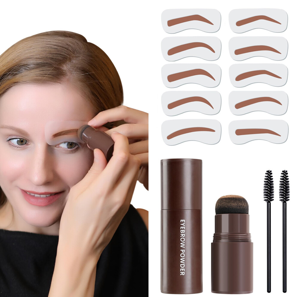 Waterproof Eyebrow Stamp Stencil Kit with Brush for Hairline Beard Filling and LongLasting Makeup