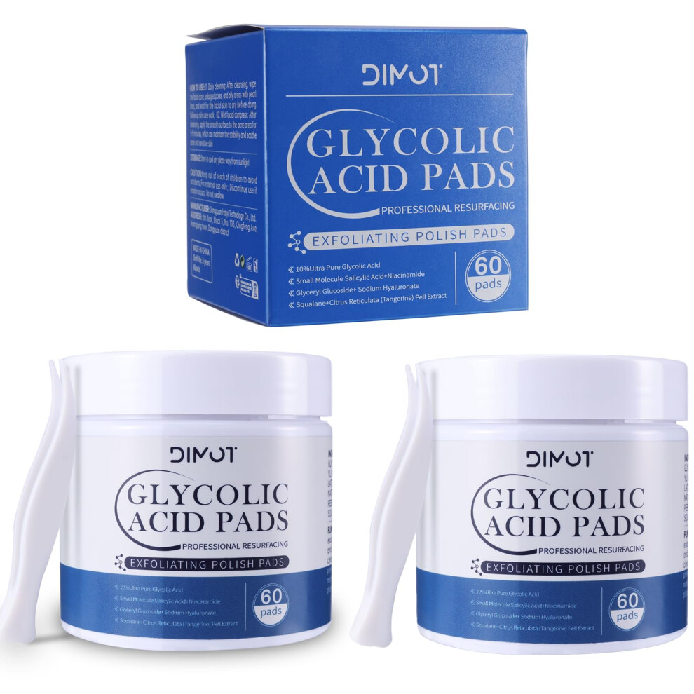 Glycolic Acid Pads 10% with Salicylic Acid, Deep Exfoliating Face Pads for Oil Control and Even Tone, 60 Count