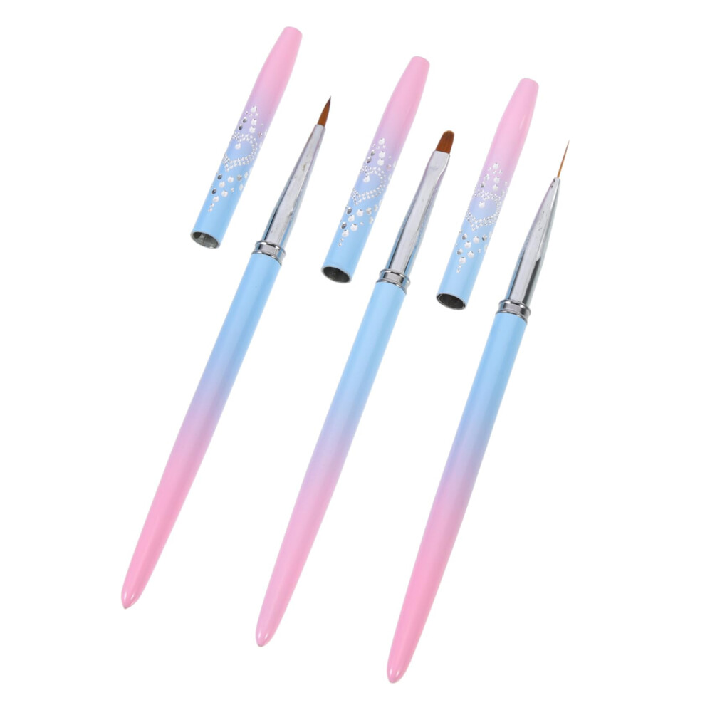 Precision Nail Art Pens Set with Metal Handle Manicure Brushes for Fine Tip Painting 3pcs