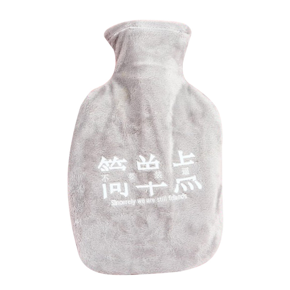 Grey Portable Warming Bottle, Anti-Explosion Rubber Hot Water Bottle Therapy For Hot Cold Compress, Pain Relief Water Bag For On-The-Go Comfort