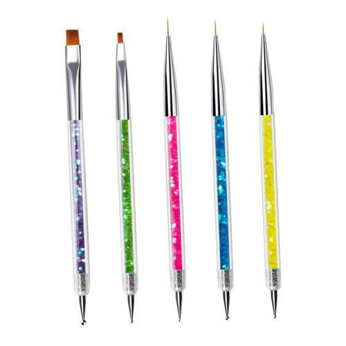 5pcs Double Headed Nail Art Brush Pen Set for Precise Detailing and Comfortable Control