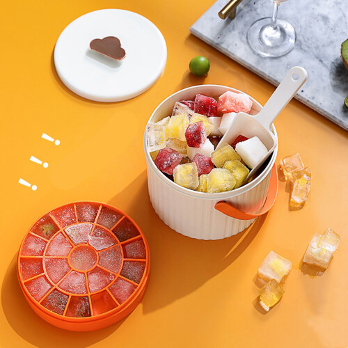 Easy-Clean Ice Containers, Space-Saving Round And Flat Design, For Refreshing Beverages, Keeps Drinks Chilled, Odorless Silicone Ice Buckets, 2