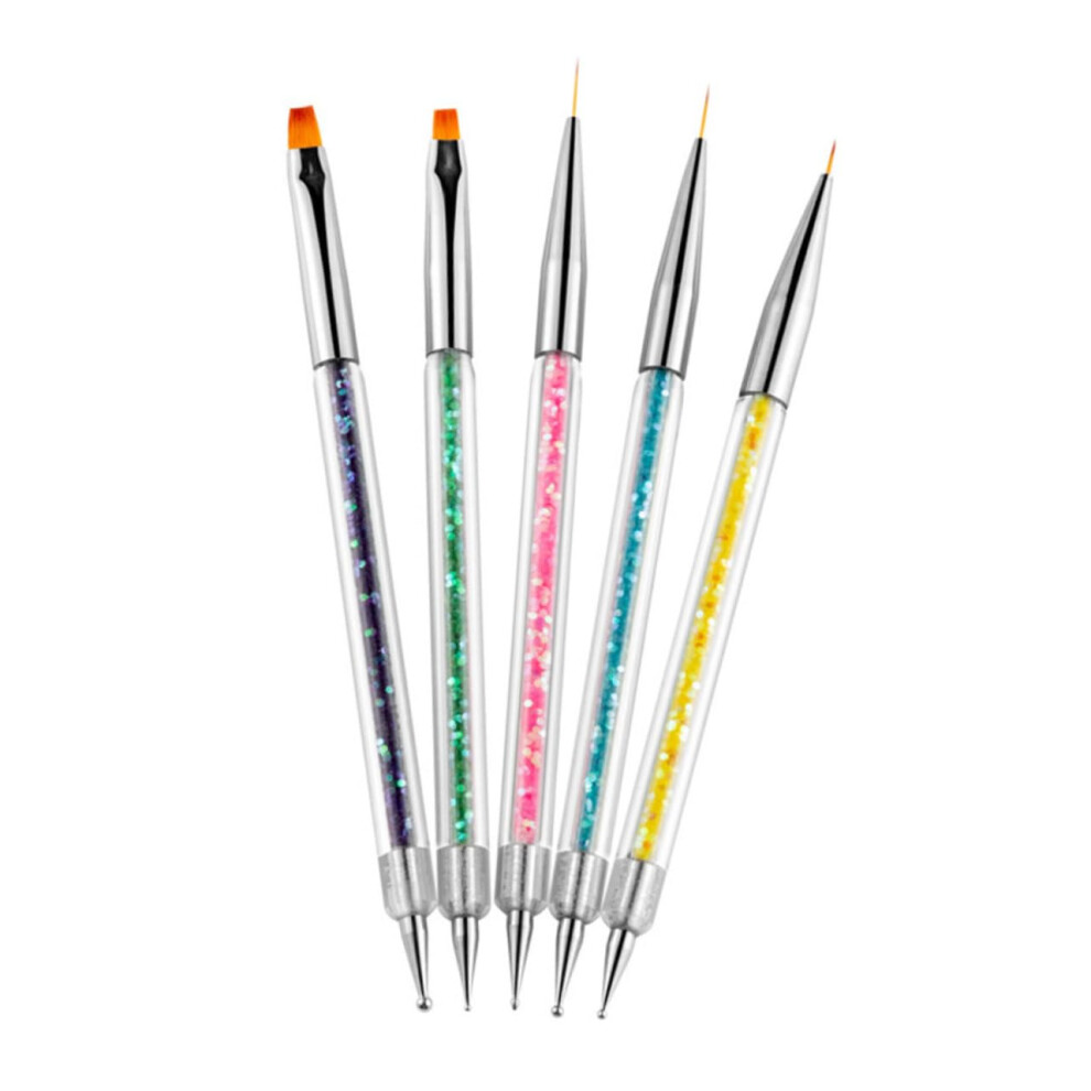 5pcs Nail Art Brush Set for Precise Detail Painting, Professional Liner Brushes for Manicure