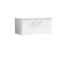 Balterley Level 800mm Wall Hung 1 Drawer Vanity Unit with Worktop Stylish Mid-Size Bathroom Storage Solution - Gloss White