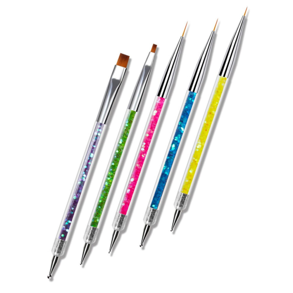 5pcs DualEnded Nail Art Brush and Pen Set with Precise Detailing Tips for Home and Salon Use