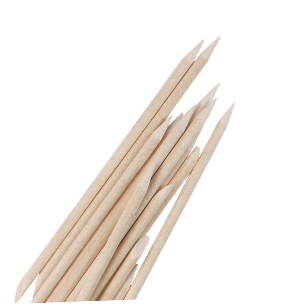Orange Manicure Kit With Wooden Cuticle Pusher Sticks For Nail Cleaning And Professional Pedicure Tools