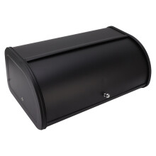 Large Black Metal Bread Box for Kitchen Counter with Frosted Finish and Extended Freshness Seal