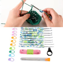 Multicolor 9-teiliges Häkelnadel-Set mit weichen TPR-Griffen & PU-Fall