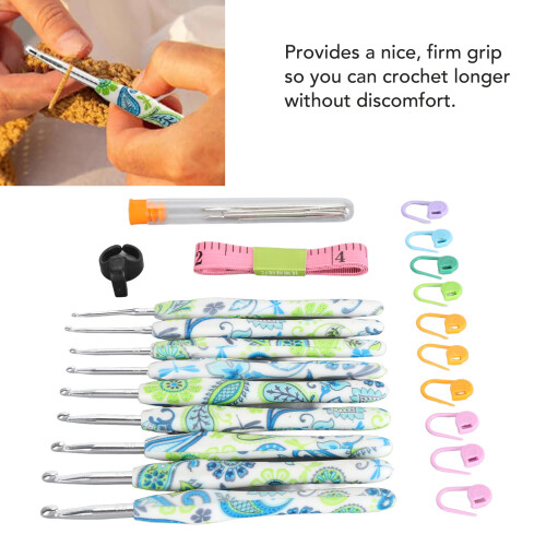 Multicolor 9-teiliges Häkelnadel-Set mit weichen TPR-Griffen & PU-Fall 1