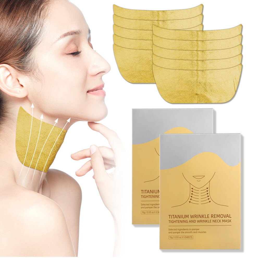 Golden Glow Neck Mask And Wrinkle Patches, Deep Hydration Antiaging Firming Skincare Pads 5Pcs