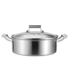 Stainless Steel Casserole Dish 34cm with Glass Lid, Induction Ready, CoolTouch Handles