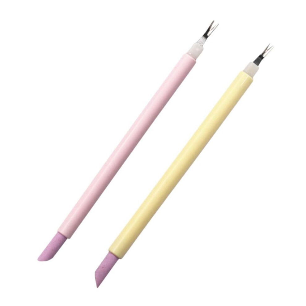 2pcs Dual End Stainless Steel Cuticle Pusher and Remover Tool for Manicure and Pedicure