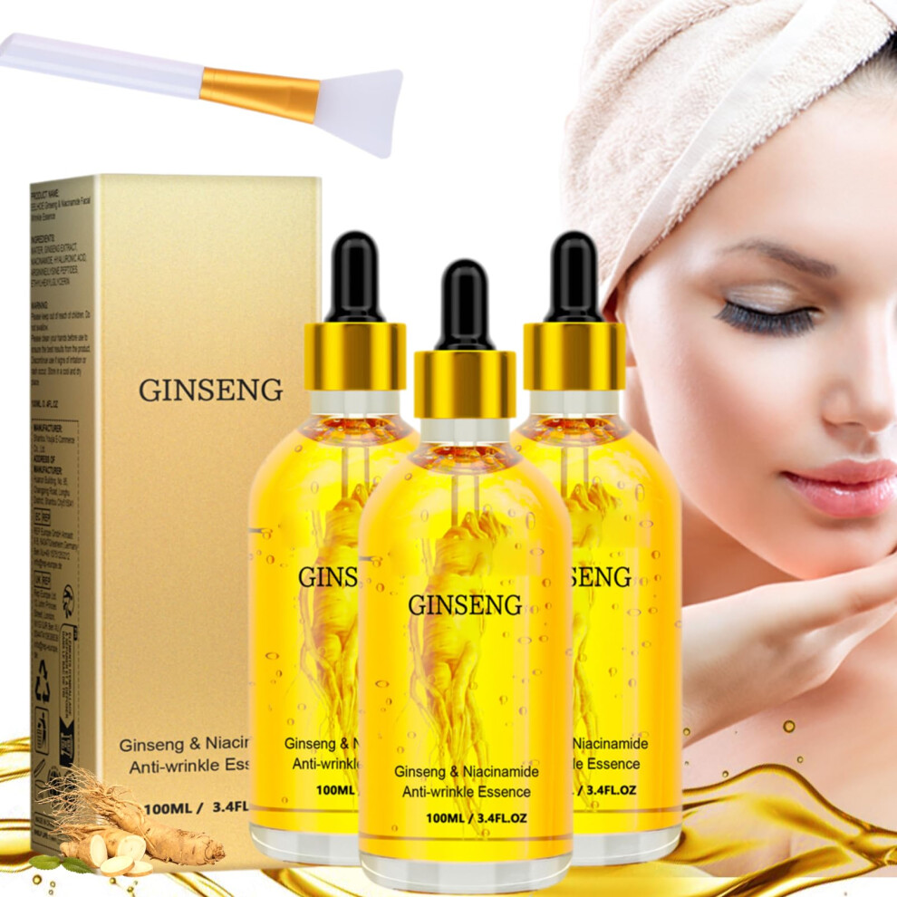 Ginseng Polypeptide Anti Aging Essence Set 3pcs, Hydrating Firming Face Serum for Mature Skin