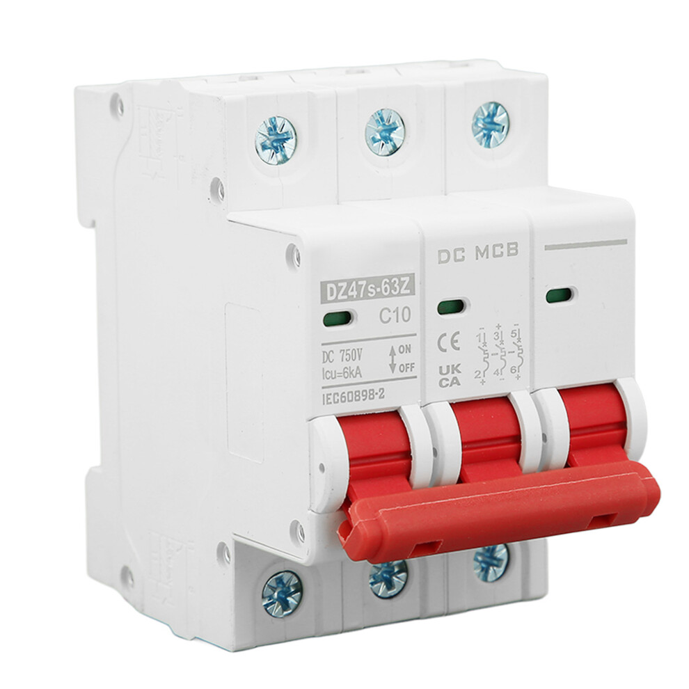 Dc 750V 3P Circuit Breaker Dz47s 63Z 10A Din Rail Solar Protection 8161381074652