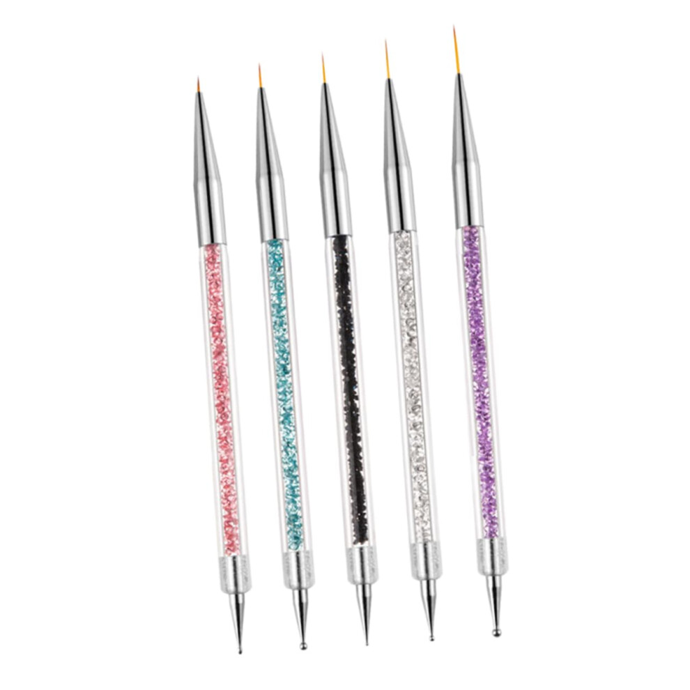 5pcs Precision Dual Tip Nail Art Pen and Dotting Tool Set for DIY Manicure and UV Gel