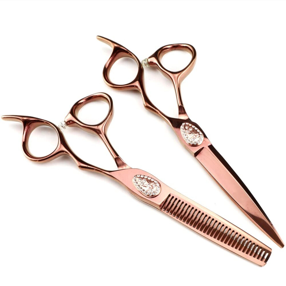Hair Cutting Scissors Set 6 Inch Japanese 440C Steel Sharp Edge Ergonomic Barber Shears