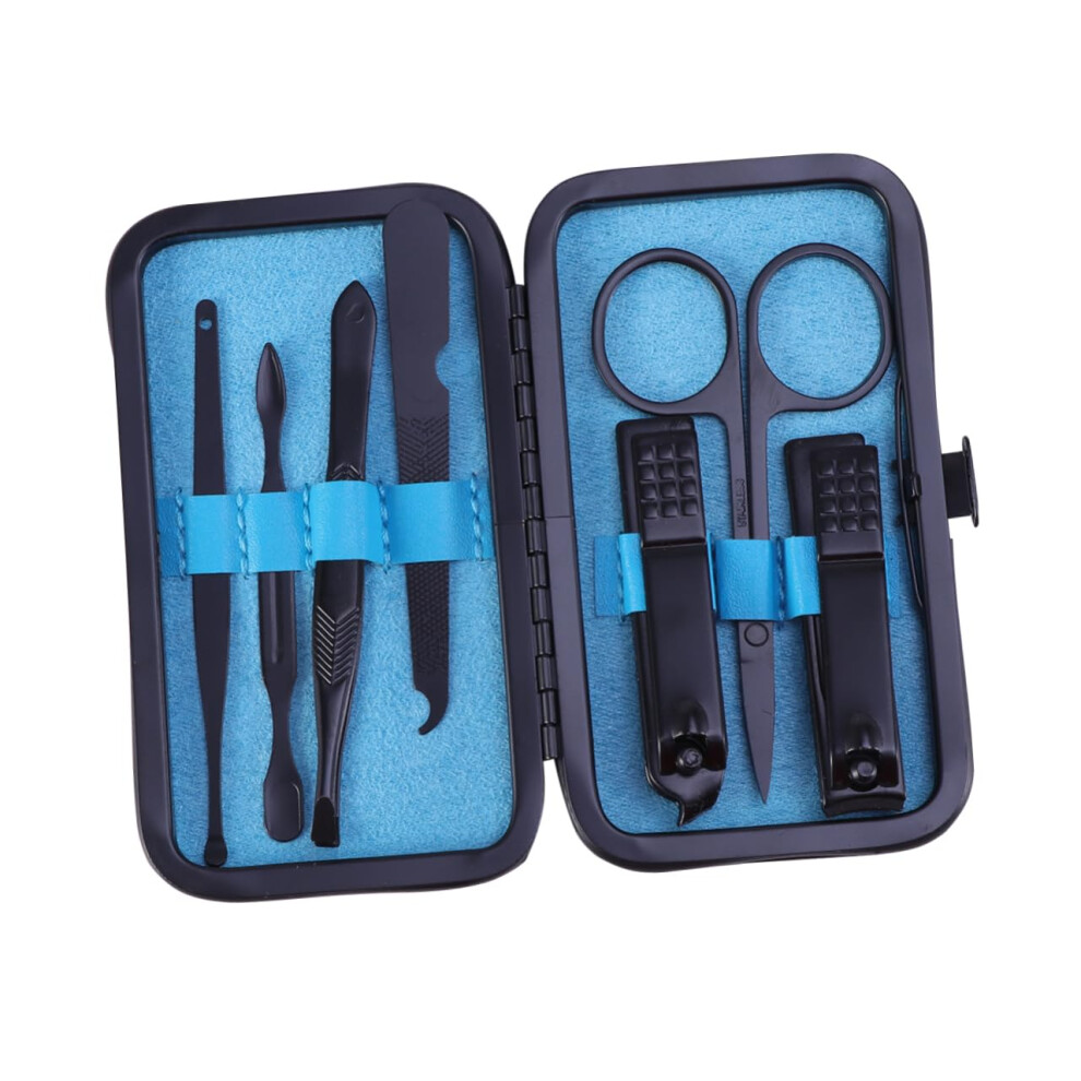 7pcs Manicure Pedicure Kit with Durable Metal Nail Clippers for Compact Travel Grooming