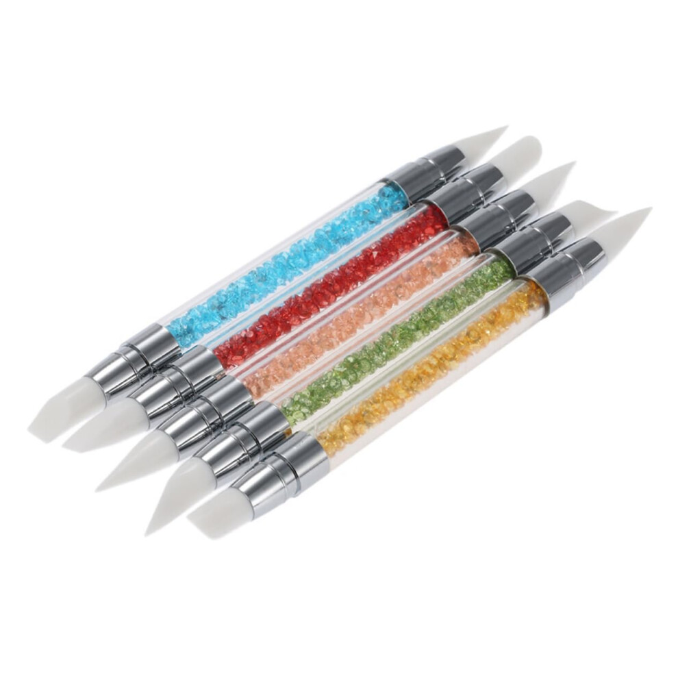 5pcs Silicone Nail Art Carving Pen Set with Precision Tips and Ergonomic Comfort Grip
