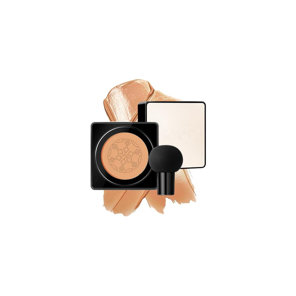 Cream Full Coverage Cushion Foundation Cc With Mushroom Sponge, Longlasting Waterproof Medium Shade
