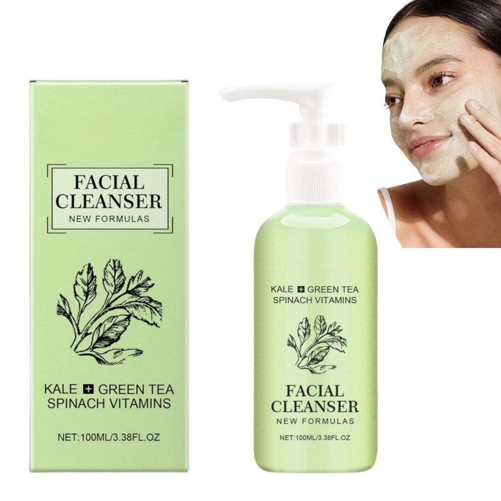 Green Tea Facial Cleanser With Kale And Spinach Vitamins 100Ml Gentle Moisturizing Face Wash