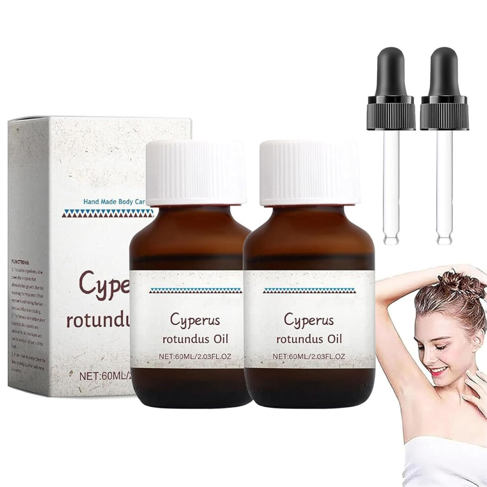 Cyperus Rotundus Oil for Hair Removal and Growth Reduction, Smooth Skin Care 2pcs 60ML