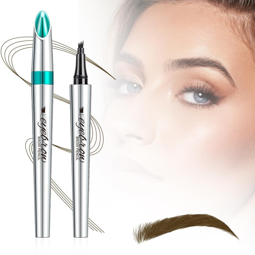 Brown Waterproof Microblading Eyebrow Pencil Dark 4Tip Longlasting Pen For Natural Hairlike Strokes