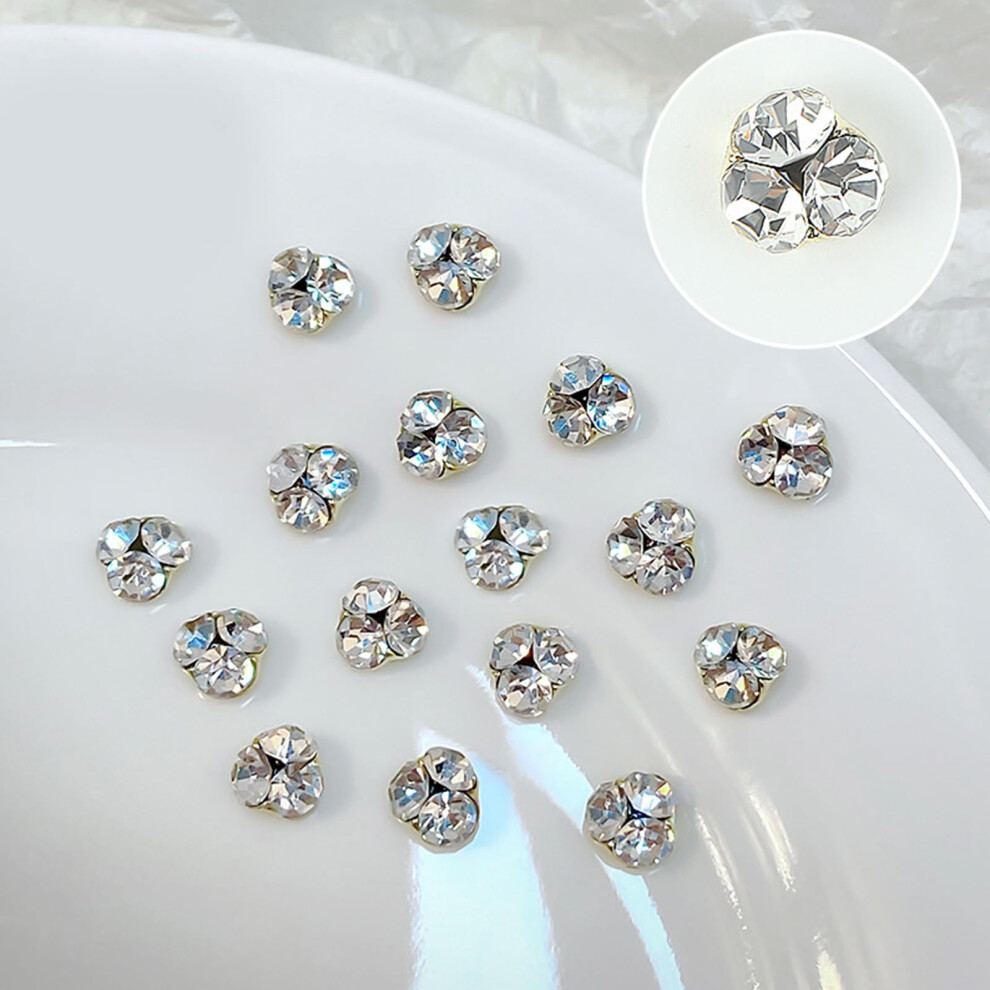 10Pcs Nail Art Rhinestones 3D Crystal Decorations Mixed Size Gems for DIY Manicure Sparkle