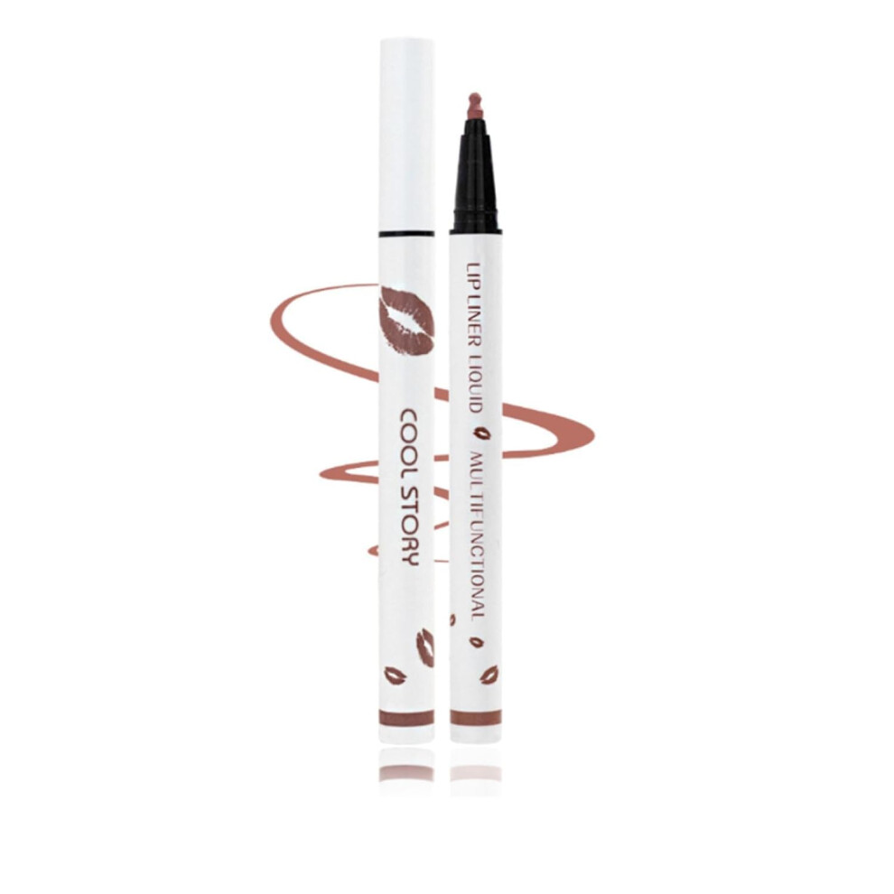 2in1 Waterproof Matte Liquid Lipstick and Lip Liner, LongLasting Velvet Finish for Women 03#