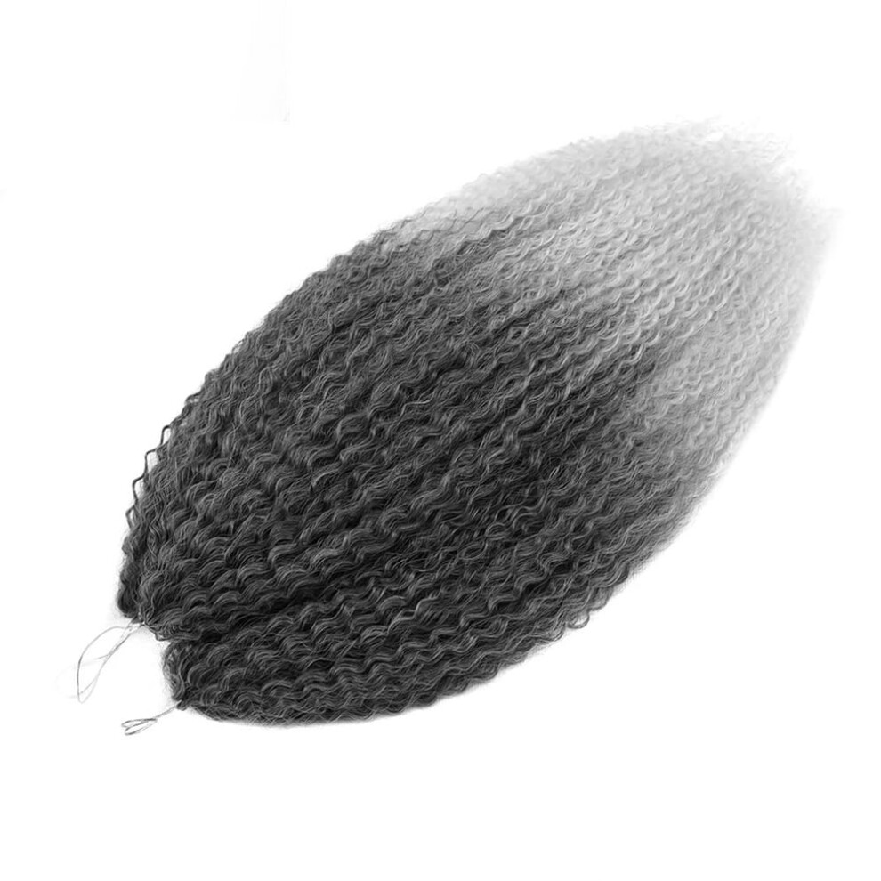 Unisex Gray 20 Inch Kinky Curly Crochet Braiding Hair Extensions Synthetic Afro Braids T1b 1Pc Lot