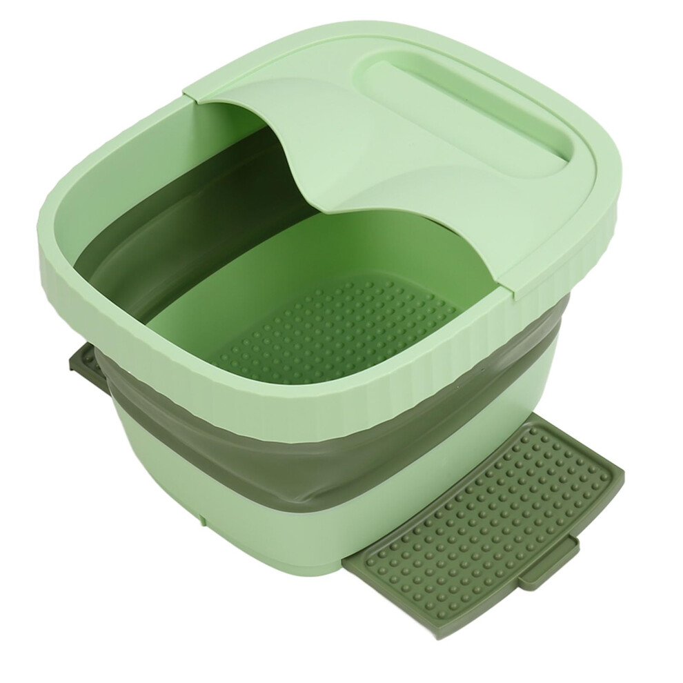 Foldable Foot Spa with Massage Function, Collapsible Foot Bath Tub with Lid for Home Use, Green