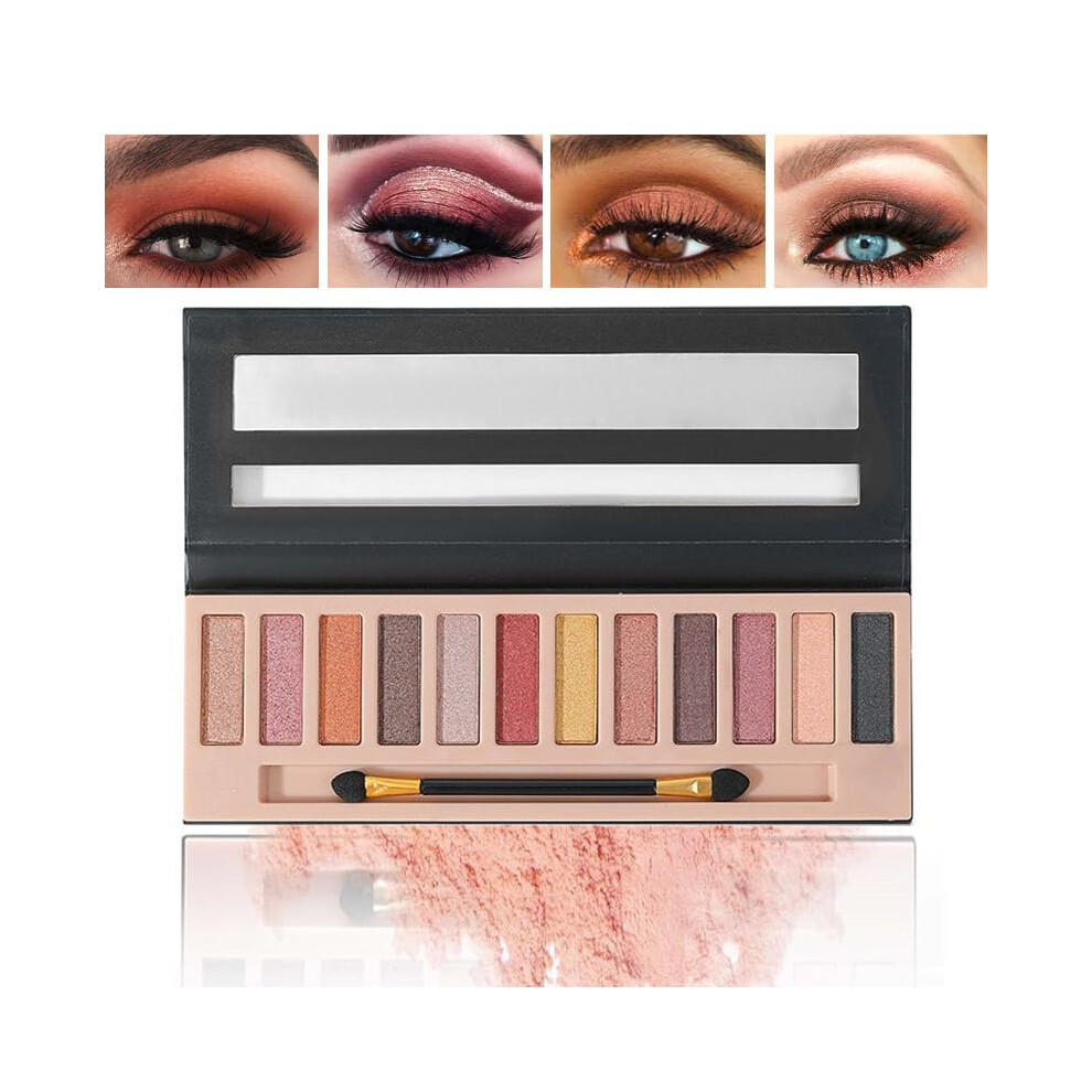 Matte Nude Eyeshadow Palette with  Pigment Colors, Waterproof Smokey Eye Makeup Kit #02