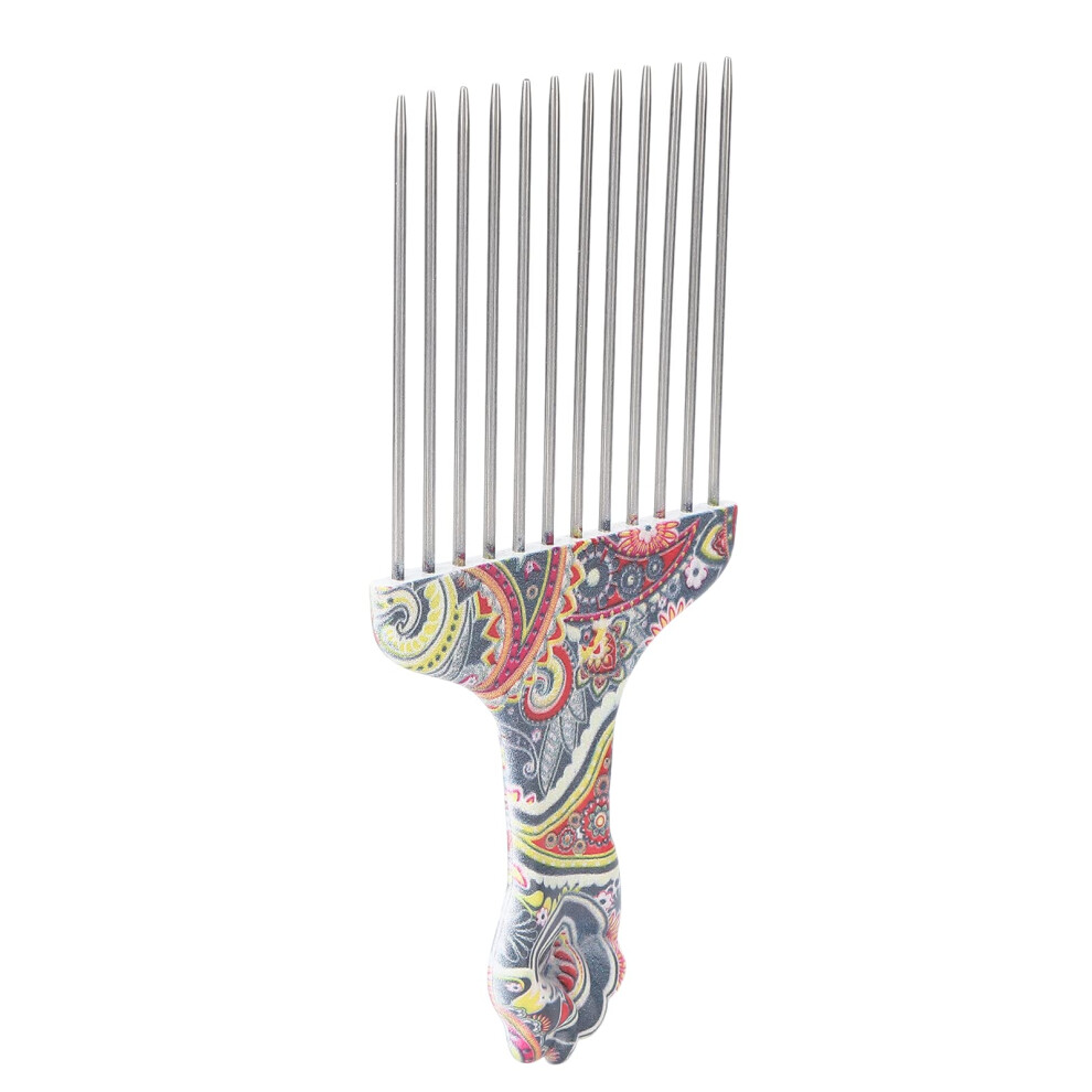 Unisex Afro Hair Pick Stainless Steel Comb With Ergonomic Grip And Volumizing Teeth For Curly Natural Hair