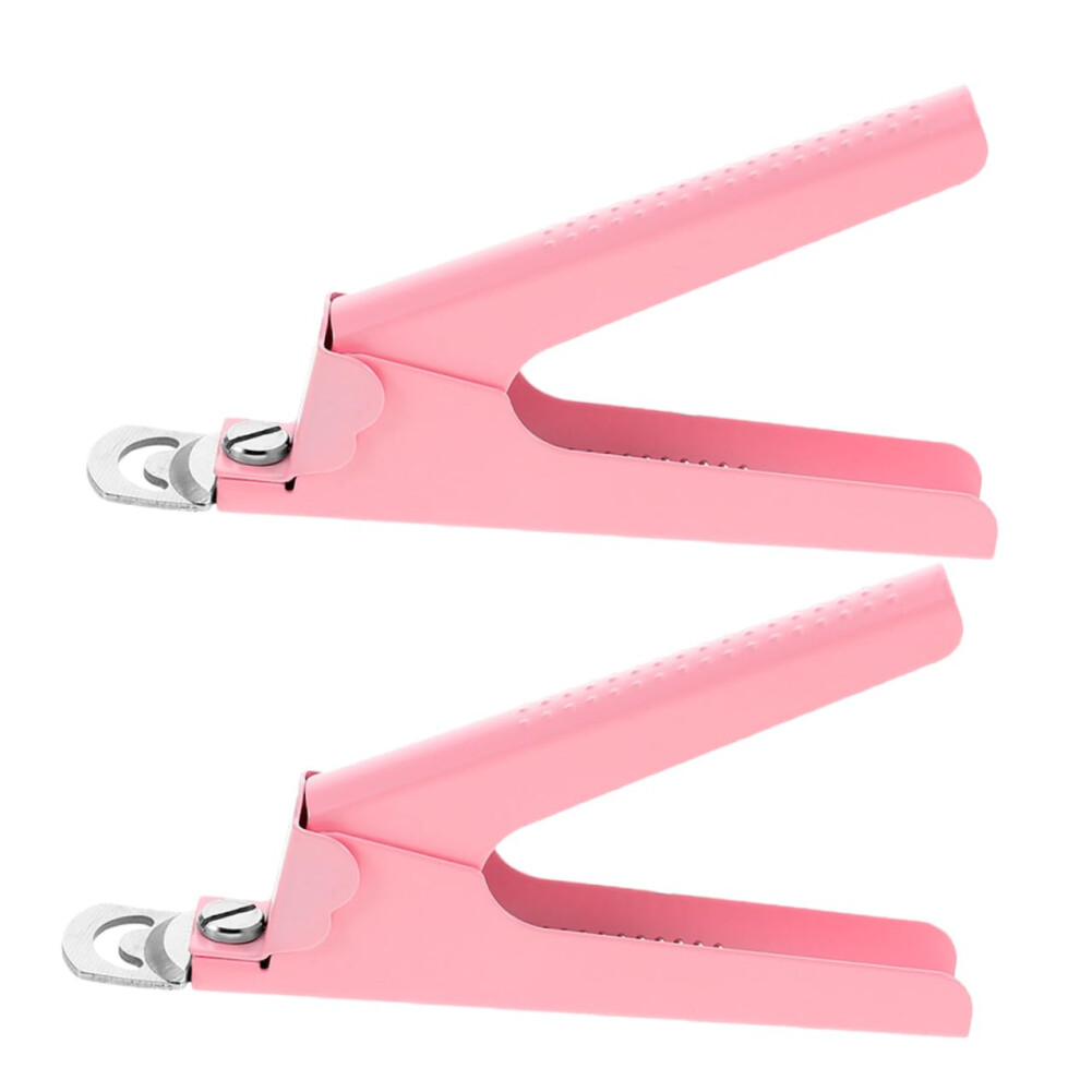 2pcs Stainless Steel Nail Clippers for Thick Nails UShaped Precision Cut Pink Travel Set