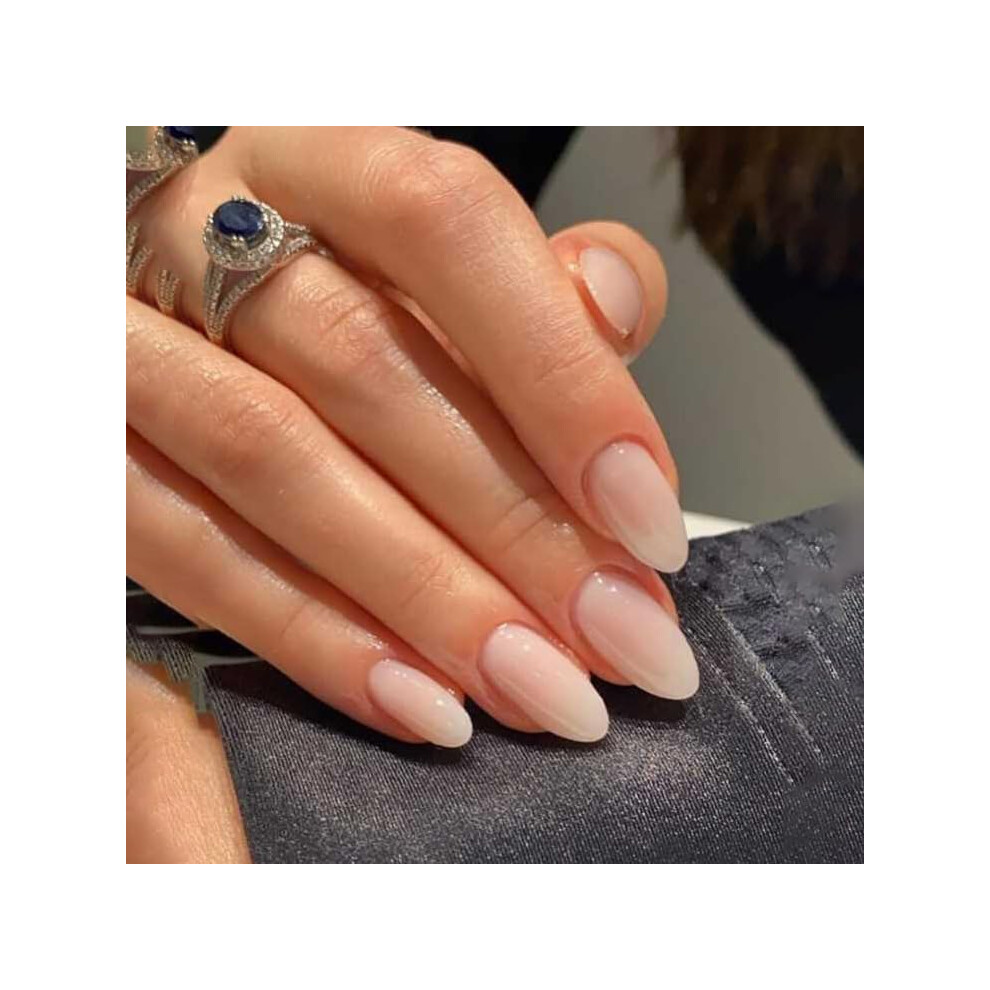 Press On Nails 24pcs Gradient Almond False Nails with Glue, Reusable Acrylic French Tips for Women