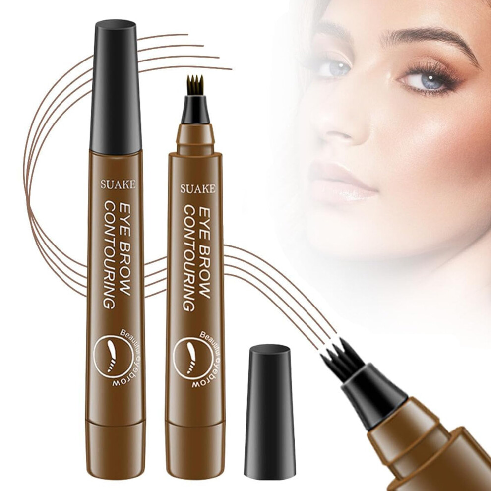 Brown Waterproof 4Tip Microblading Eyebrow Pen Light Longlasting Smudgeproof Brow Pencil For Women