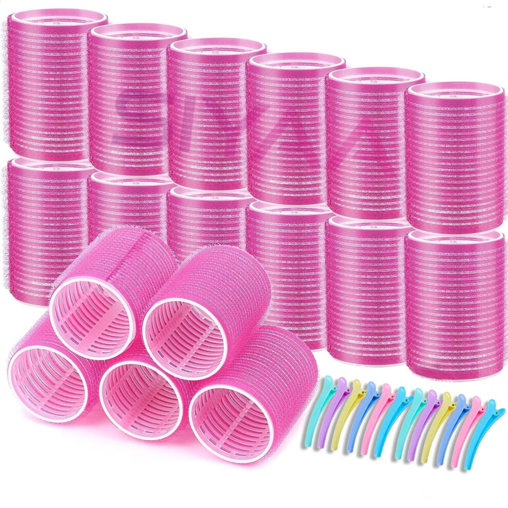 Jumbo Self Grip Hair Rollers with Clips, 60mm Heatless Curlers for Long Hair Volume Styling