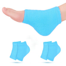 Moisturizing Heel Socks with Castor Oil for Cracked Heels and Dry Feet, Overnight Care, Blue 2 Pairs