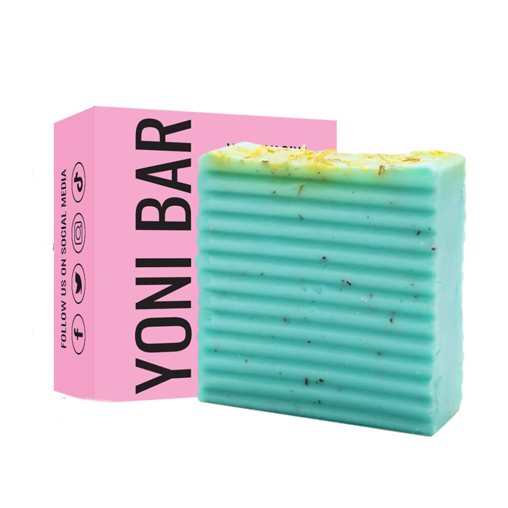 Green Yoni Soap For Sensitive Skin Organic Feminine Hygiene Bar With Moisturizing Essential Oils, Vegan