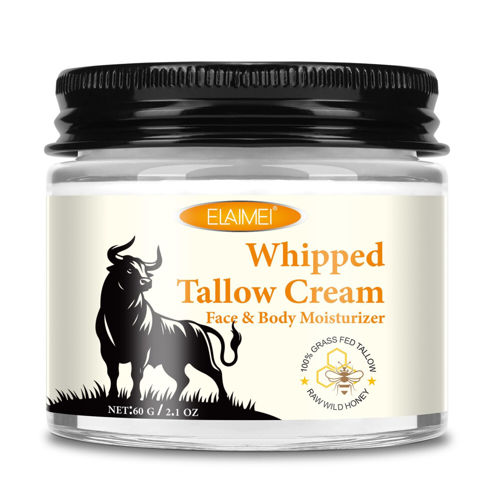 Organic GrassFed Beef Tallow Balm with Honey Face Moisturizer for Deep Hydration, 2.1 oz