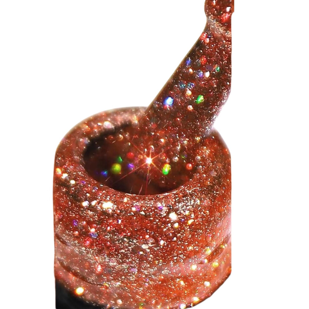 Pink Glitter Gel Nail Polish 7.5Ml, Reflective Long Lasting Sparkle Gel For Diy Manicure