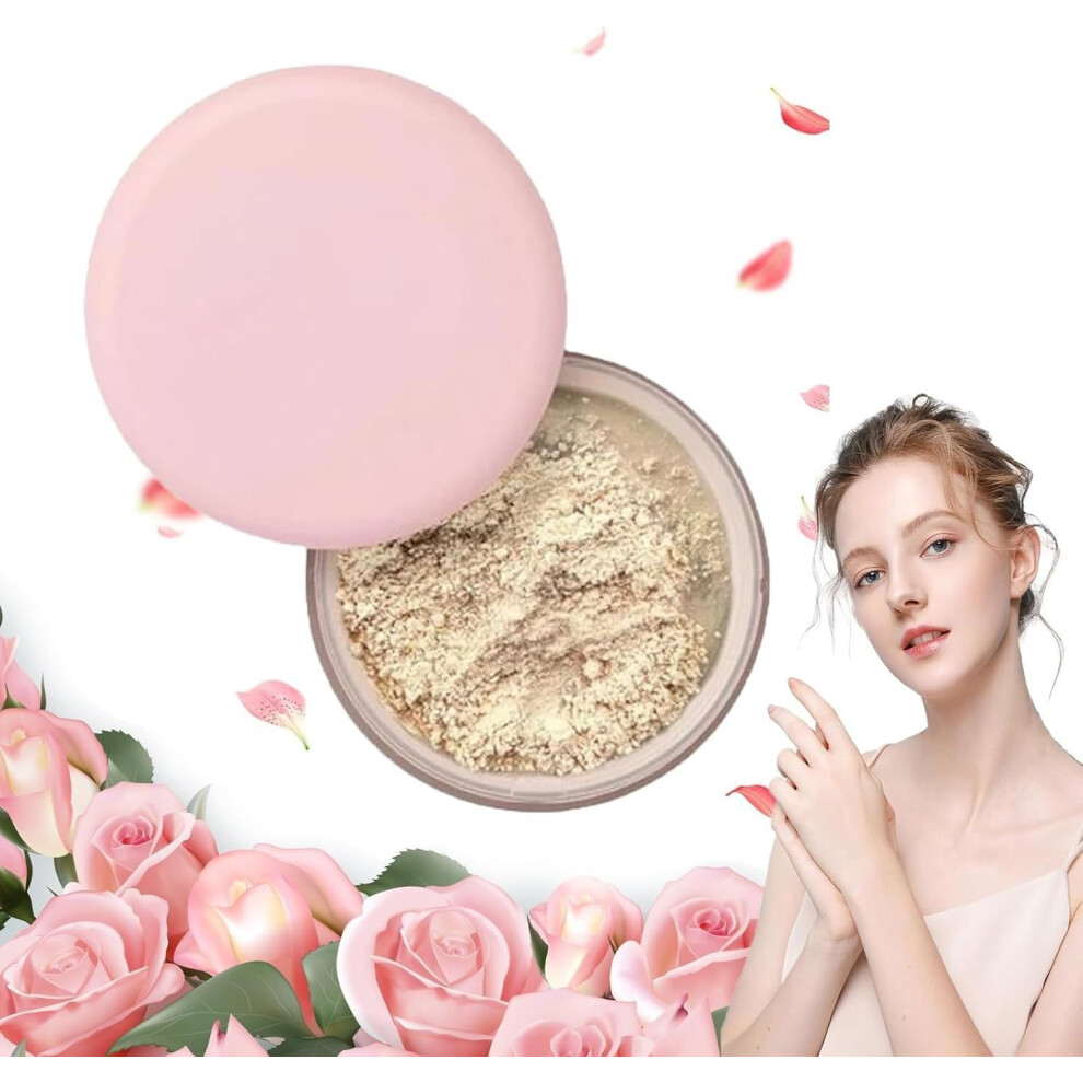 Pink Glitter Long Lasting Setting Powder Waterproof Matte Shimmer Loose Powder for All Skin Tones 3# 5.29oz