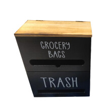 Trash Bag Dispenser Retro Wall Mount Garbage Bag Holder Space Saving for Kitchen Under Sink Garage, Black