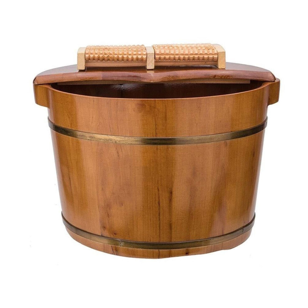 Wooden Foot Soak Tub with Heat Retention, Deep Basin Spa Bucket for Pedicure and Relaxation
