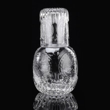 Vintage Bedside Water Carafe Glass Jug And Tumbler Set Retro Thick Glass Bottle With Cup Elegant Design For Bedroom Bathroom Dining Room Outdoor