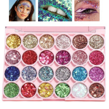 24 Colors Glitter Shimmer Eyeshadow Palette with Pigmented Multiuse Shades for Eyes Lips Face