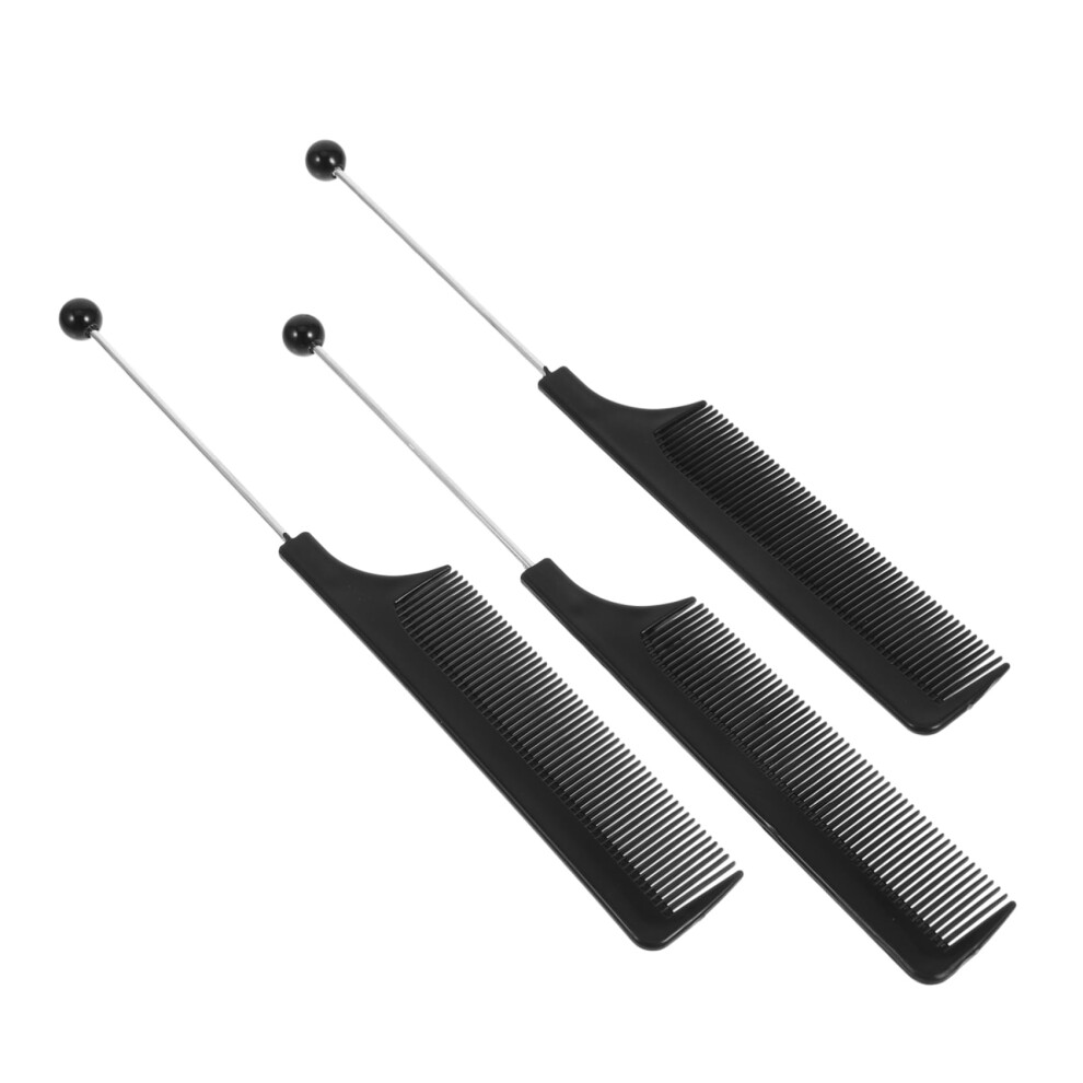 Unisex 3Pcs Fine Tooth Rat Tail Combs For Precise Parting And Styling, Salon And Home Use