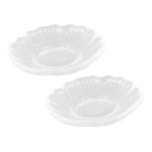 2 Pack Glass Tea Cups with FlowerShaped Saucers Transparent Snack Plates for Home Hotel Tearoom