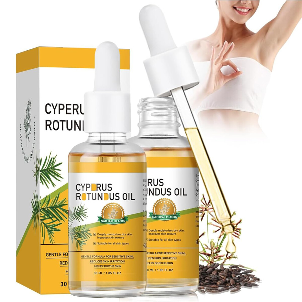 Hair Removal Oil, 2 PCS Cyperus Rotundus Seed Oil, Natural Growth Inhibitor, Soothes and Hydrates Skin