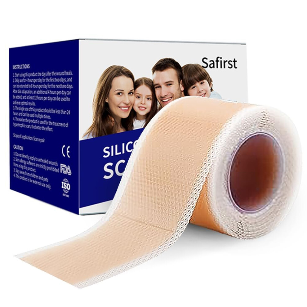 Beige Silicone Scar Tape Roll 1.6'X59' Medical Grade Reusable Sheets For Keloid Csection Surgery